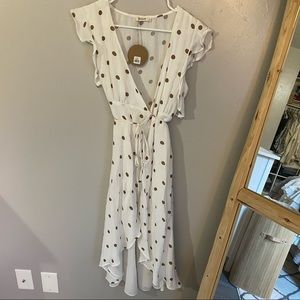 Midi Wrap Dress with fluttered sleeves